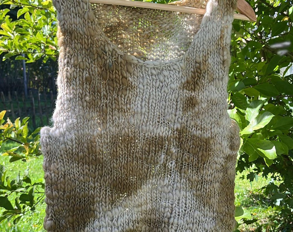 Wolltop Croptop Leiberl Merinowolle hangesponnen handgestrickt